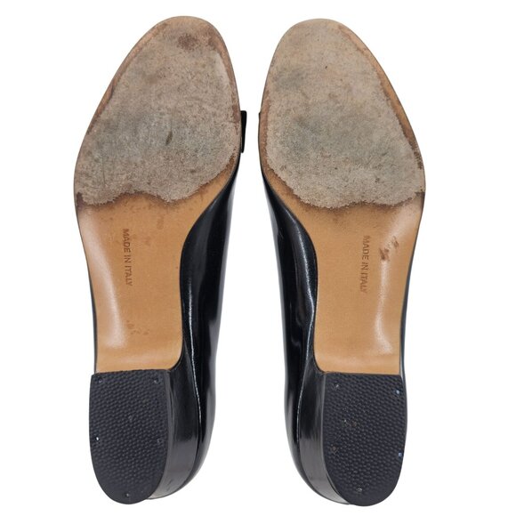 Vintage Salvatore Ferragamo Italy Womens 7B Black Leather Vara Bow Pumps Heels - Picture 4 of 11